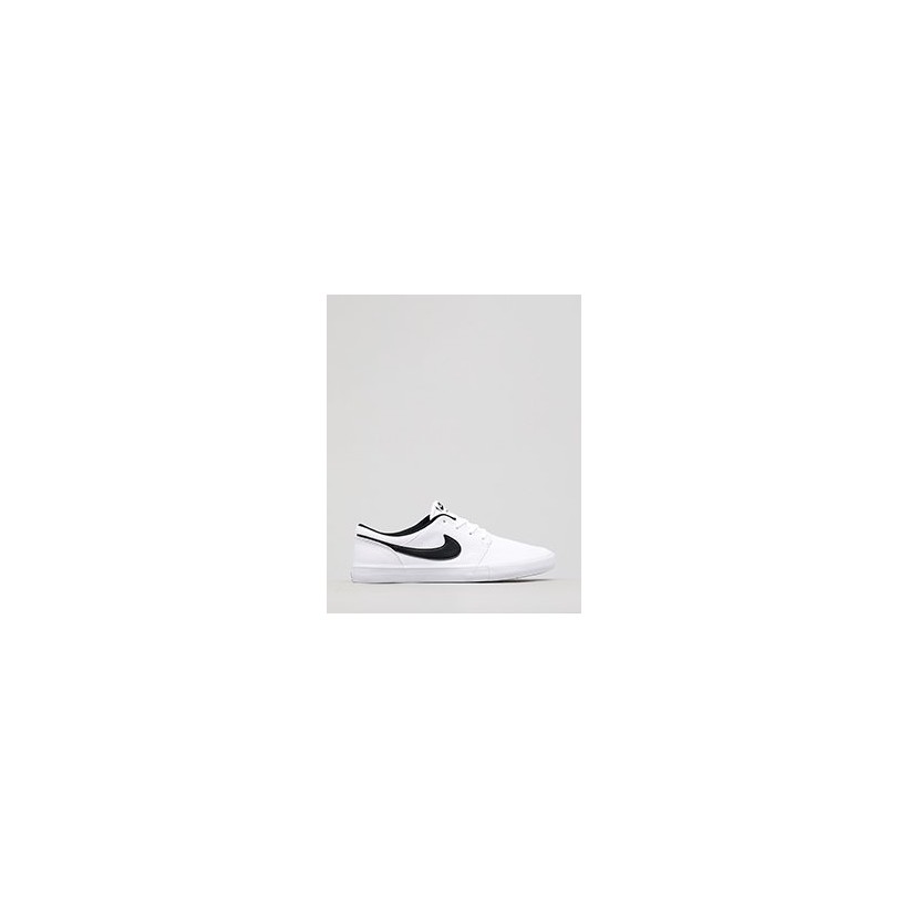 Women's SB Solarsoft Portmore II Shoes in White/Black by Nike