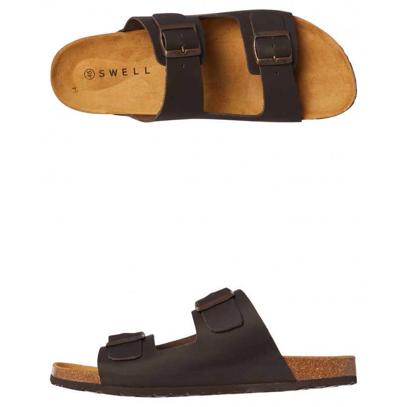 Santos Mens Leather Sandal Chocolate By SWELL