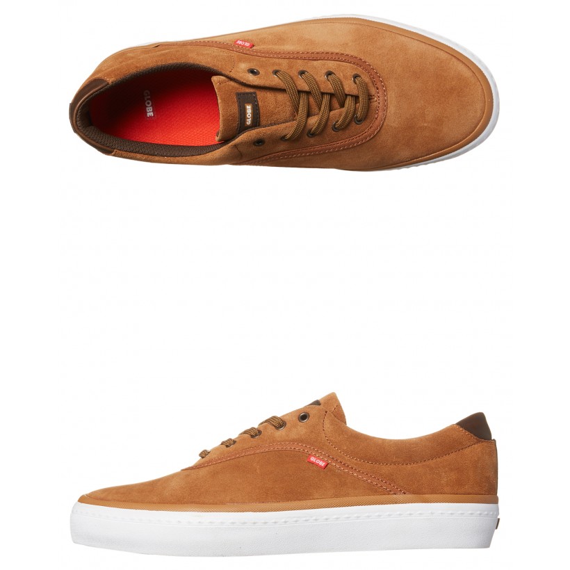 Sprout Suede Shoe Dark Caramel White By GLOBE