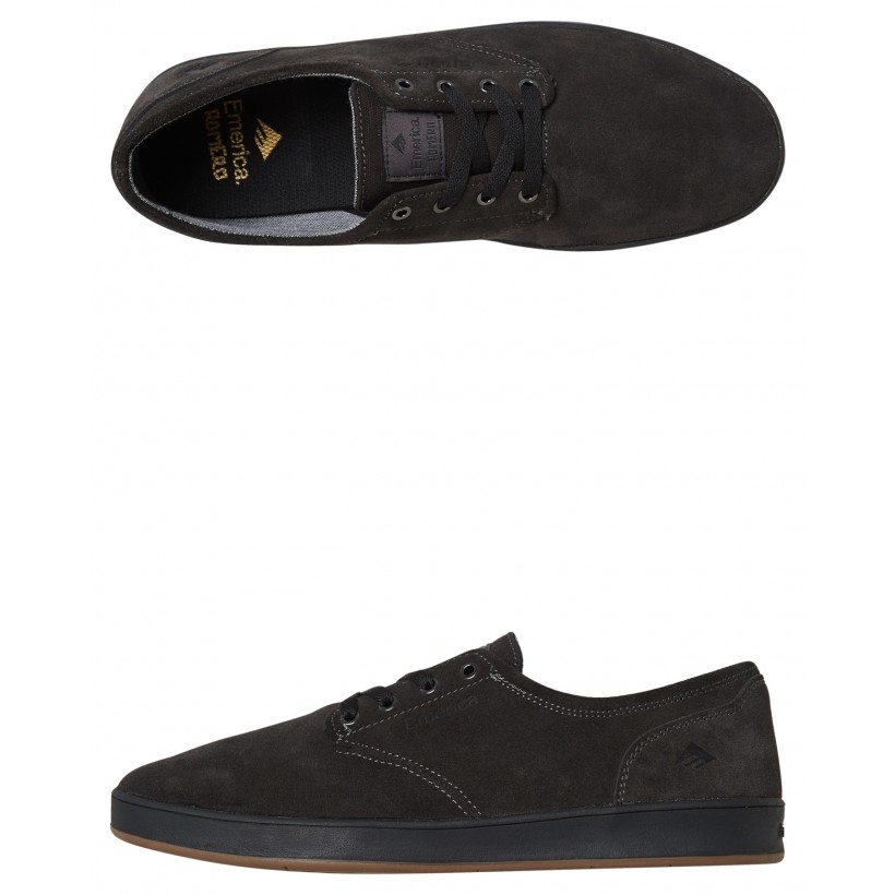 Romero Laced Suede Shoe Dark Grey Black By EMERICA