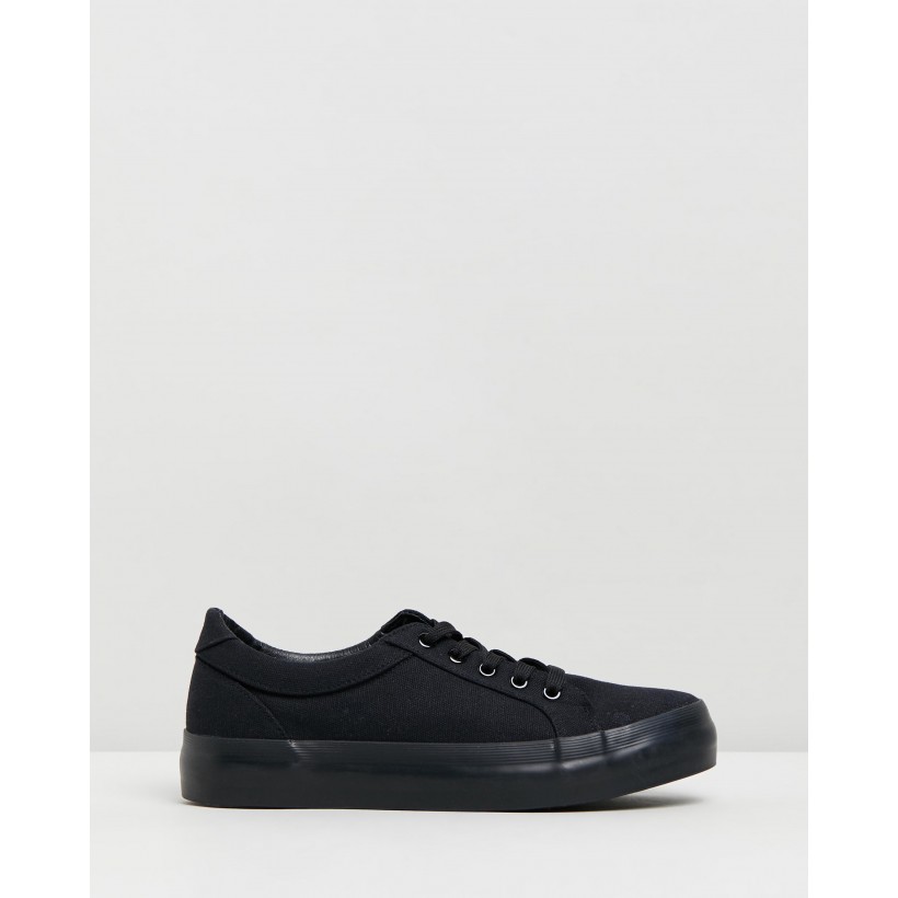 Posy Sneakers Black Canvas by Dazie