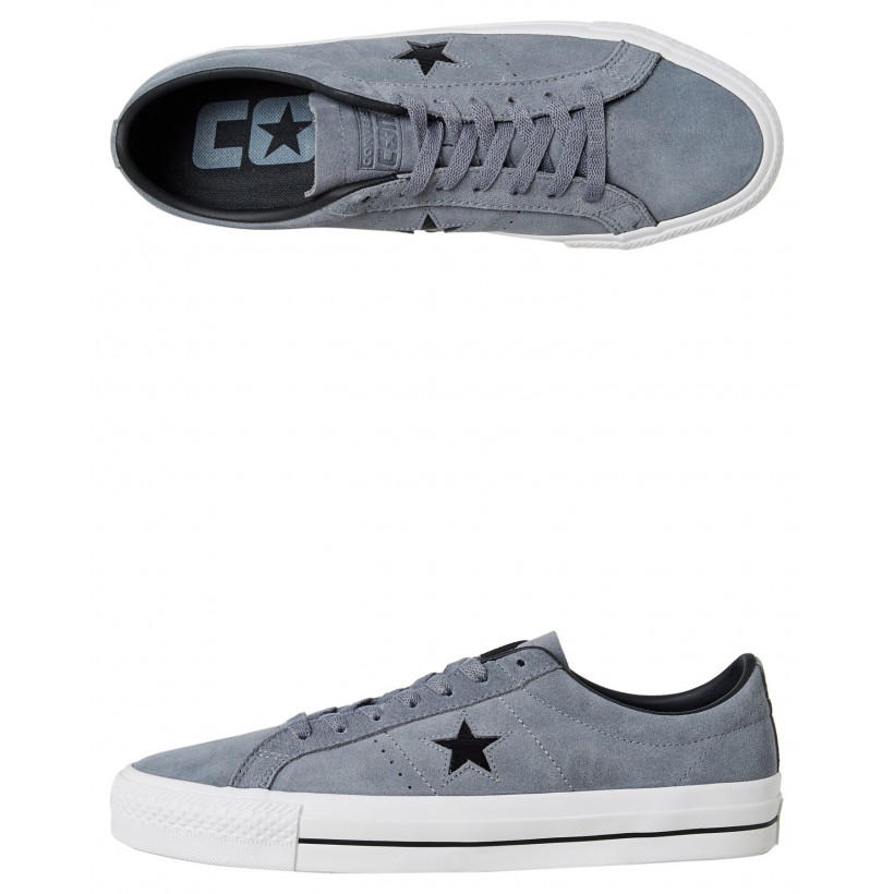 Womens One Star Pro Suede Shoe Grey Black By CONVERSE