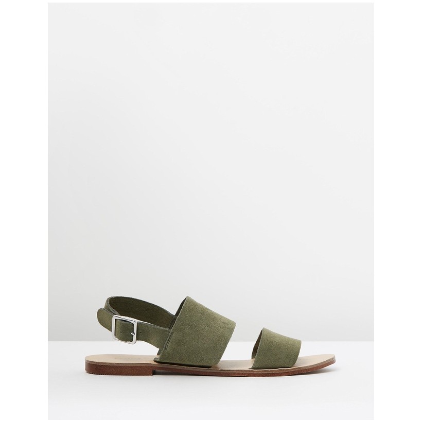Abigail Leather Sandals Olive Suede by Atmos&Here