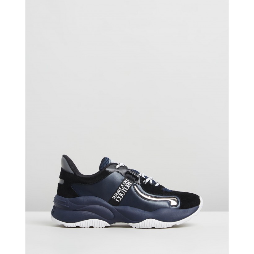 Absolu New Running Sneakers Navy, Black & White by Versace Jeans Couture