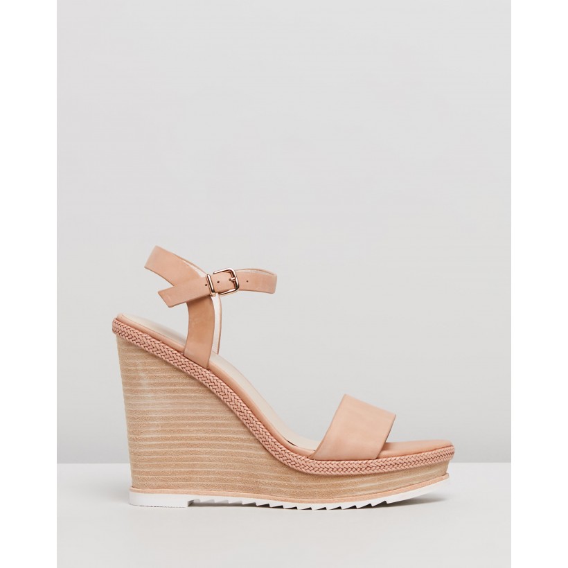 Adele Wedge Sandals Natural Leather by Jo Mercer