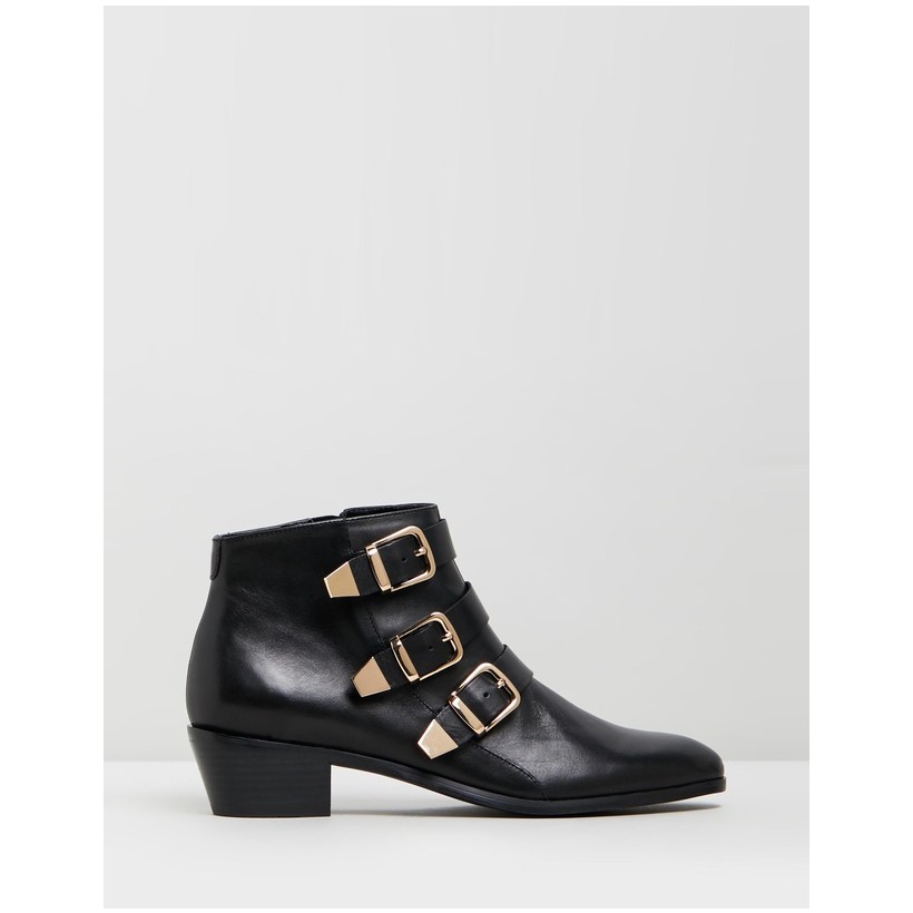 Ainslee Leather Ankle Boots Black Leather by Atmos&Here