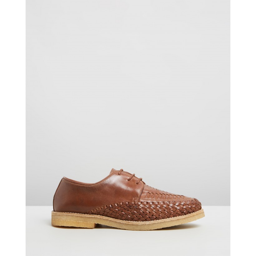 Ainslie Woven Leather Lace-Up Shoes Brown by Double Oak Mills