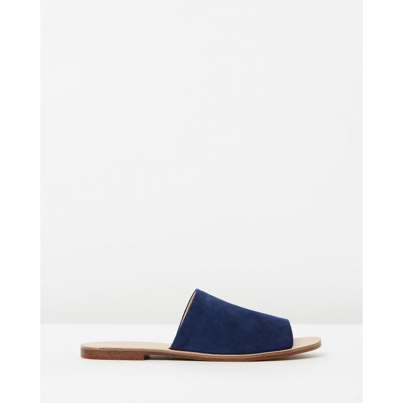 Albany Leather Slides Navy Suede by Atmos&Here