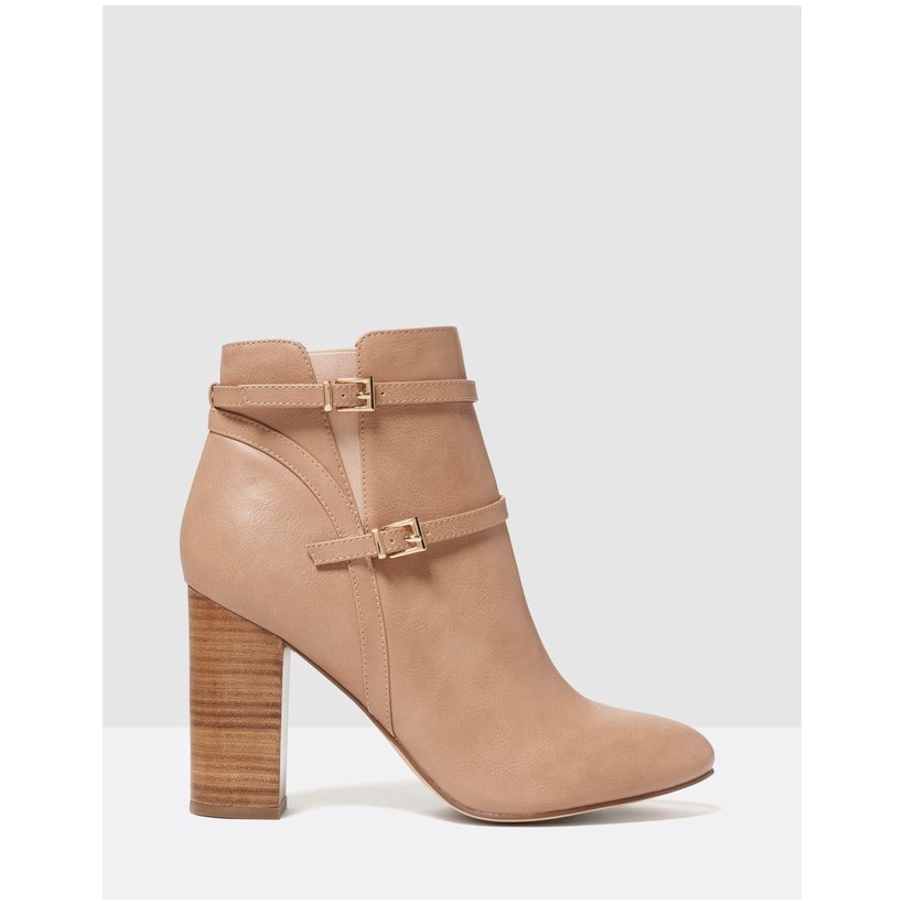 Alexis Double Buckle Boots Nude by Forever New