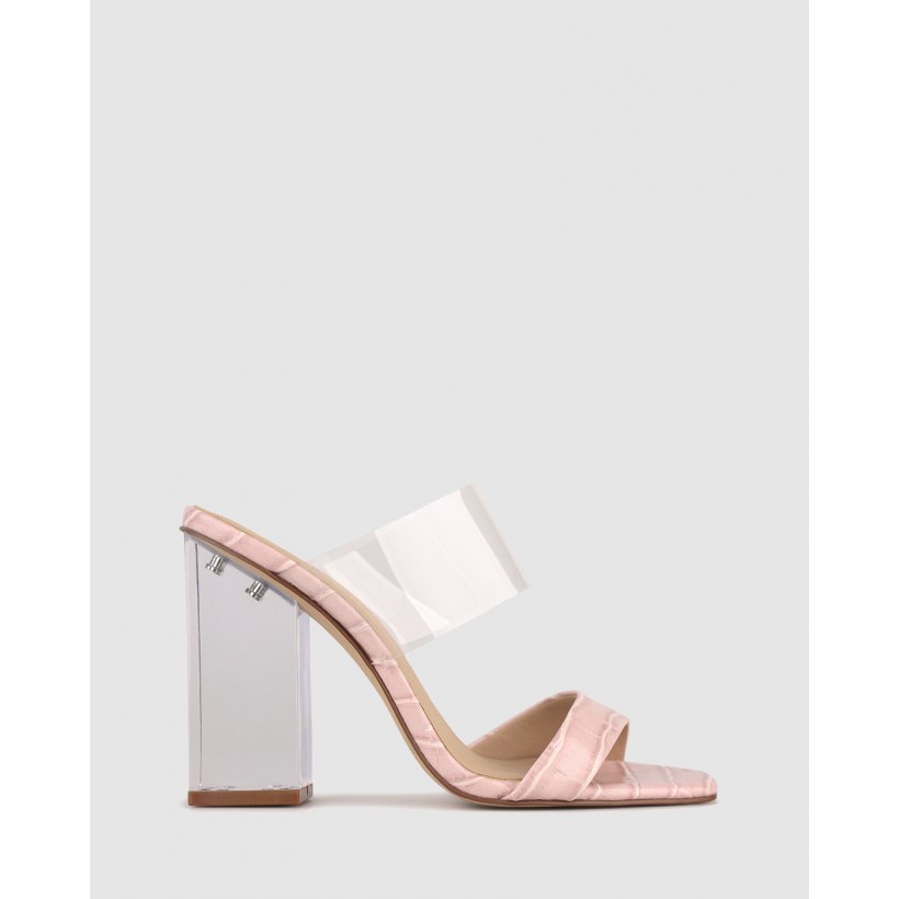 Ali Perspex Heel Mules Blush Clear by Betts
