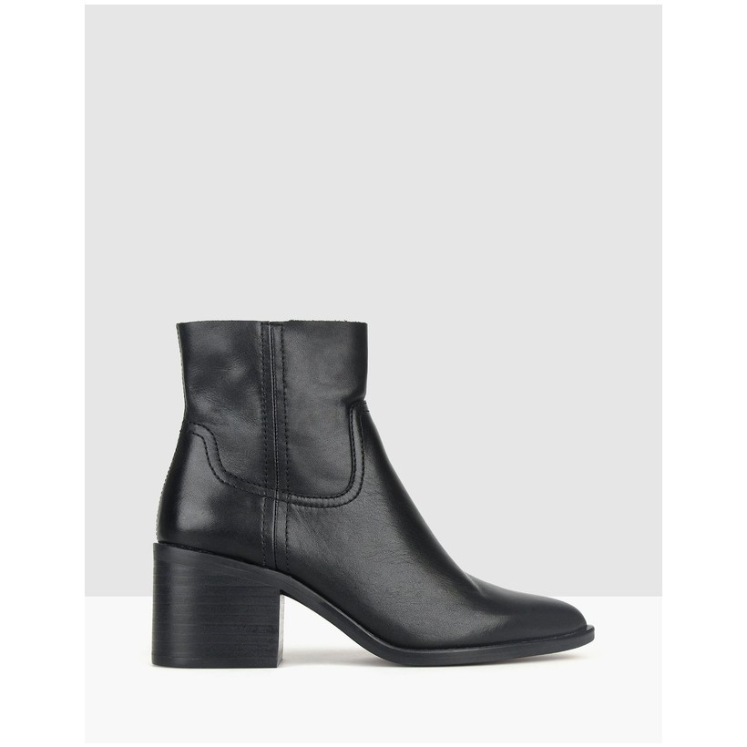 Alter Block Heel Ankle Boots Black by Zu