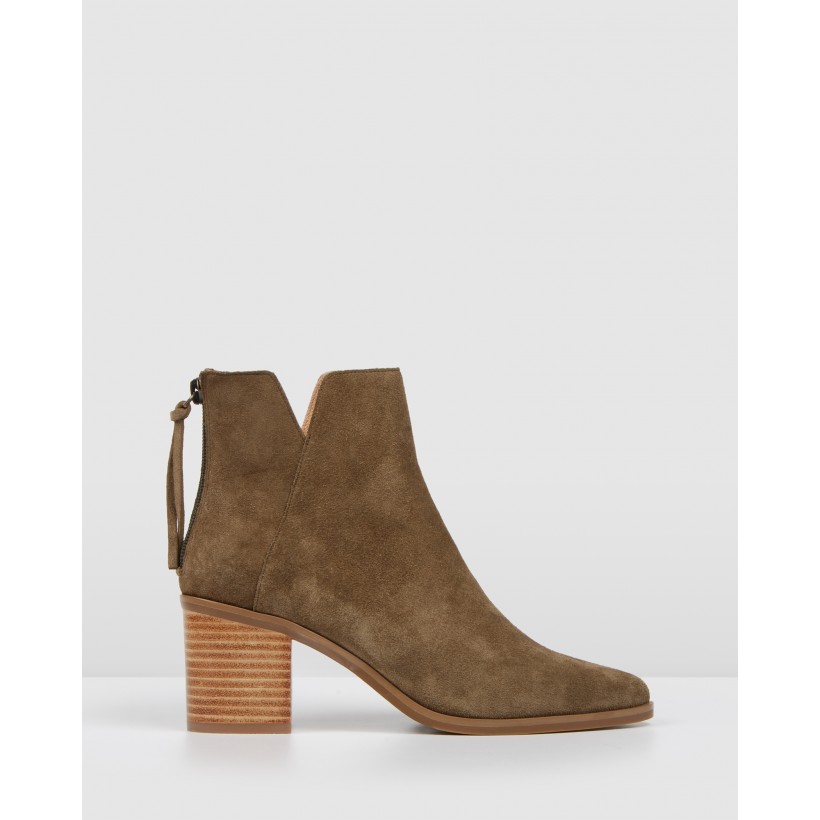 Arena Ankle Boots Khaki Suede by Jo Mercer