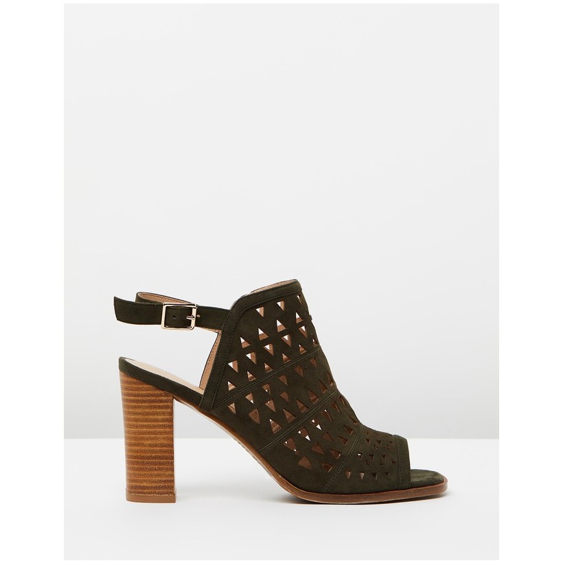 Aries Laser Cut High Sandals Olive Suede by Jo Mercer