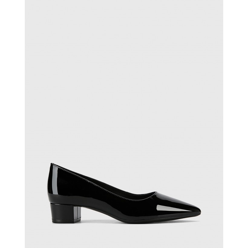 Armin Patent Leather Block Heels Black by Wittner