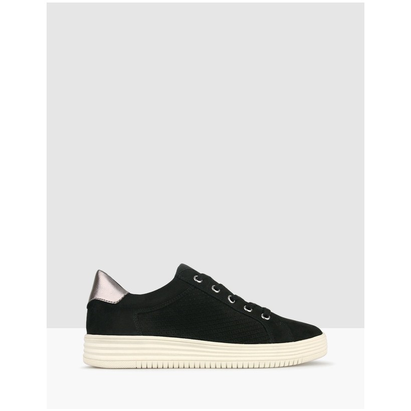 Bailey Perforated Leather Sneakers Black by Airflex