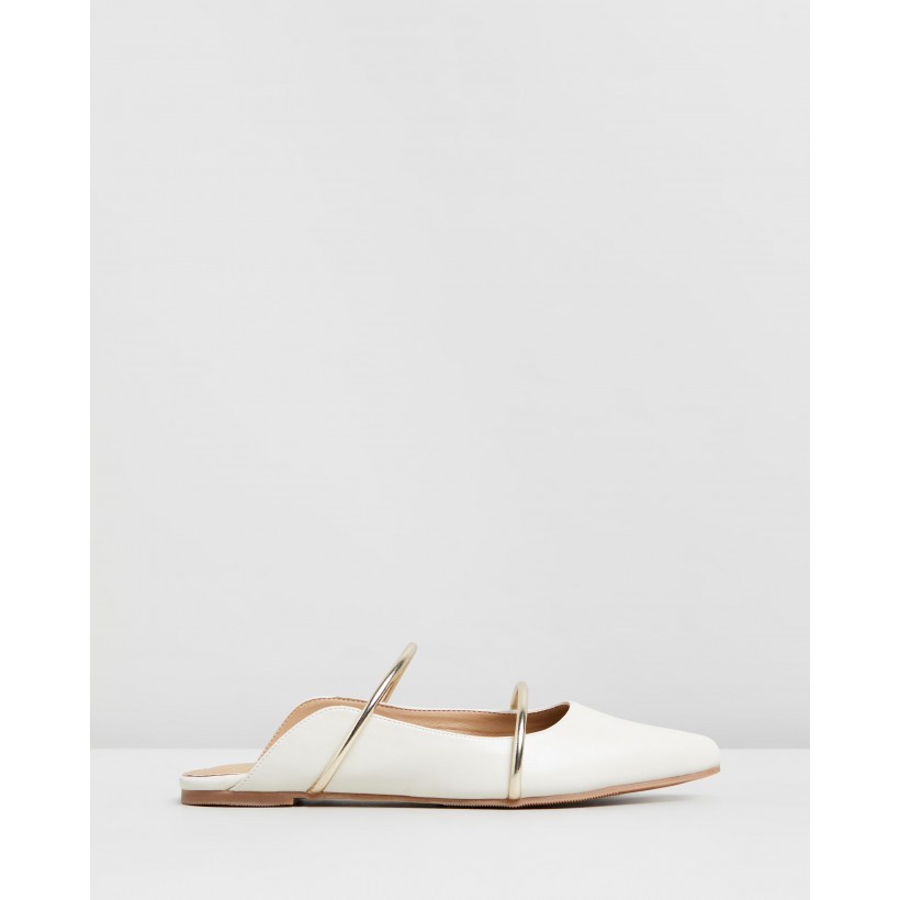 Bale Mules Off-White & Gold Straps by Spurr