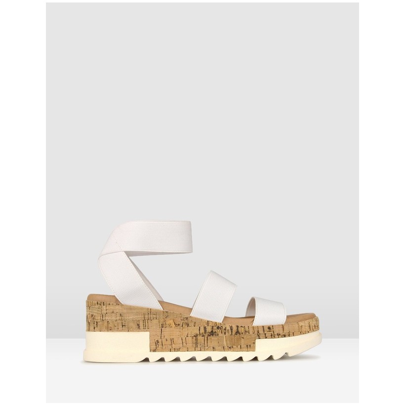 Bandit Cork Wedge Sandals White by Betts