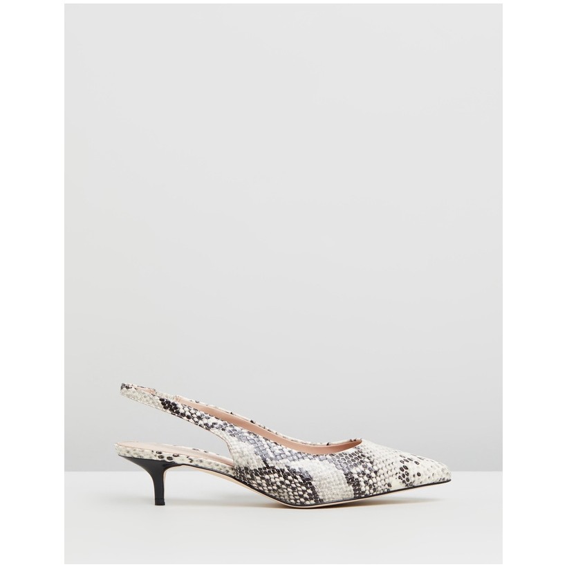 Barlow Leather Kitten Heels Snakeskin Leather by Atmos&Here
