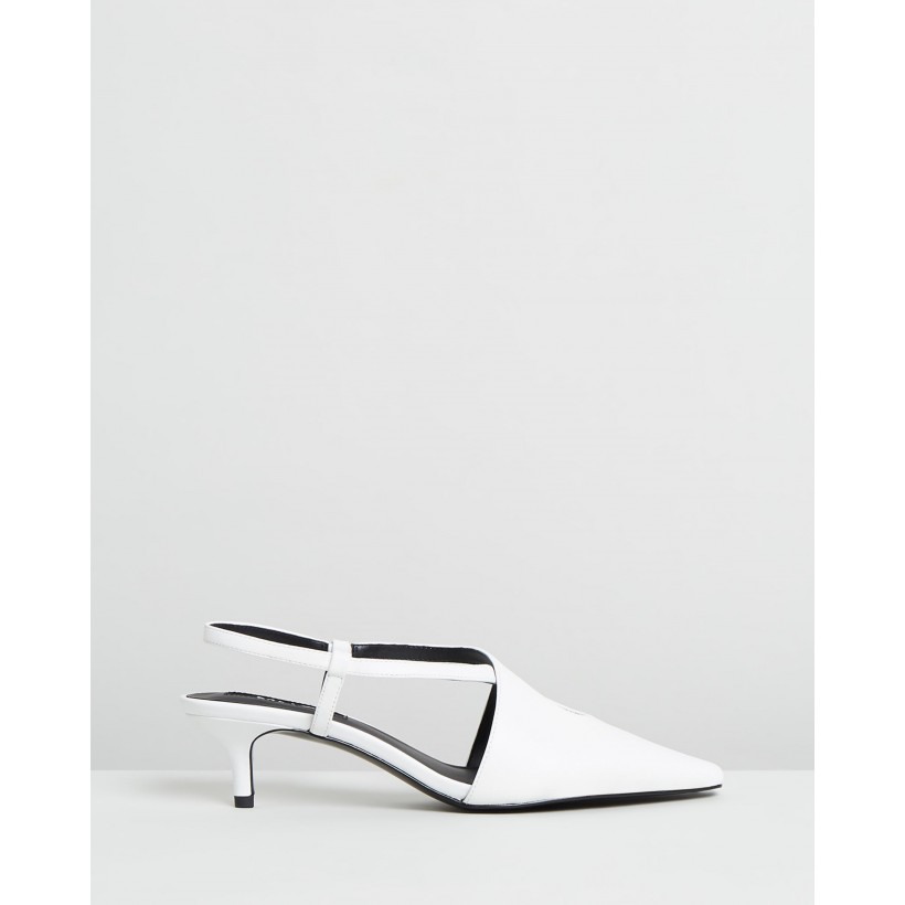 Bel Heel Leather Shoes White by M.N.G