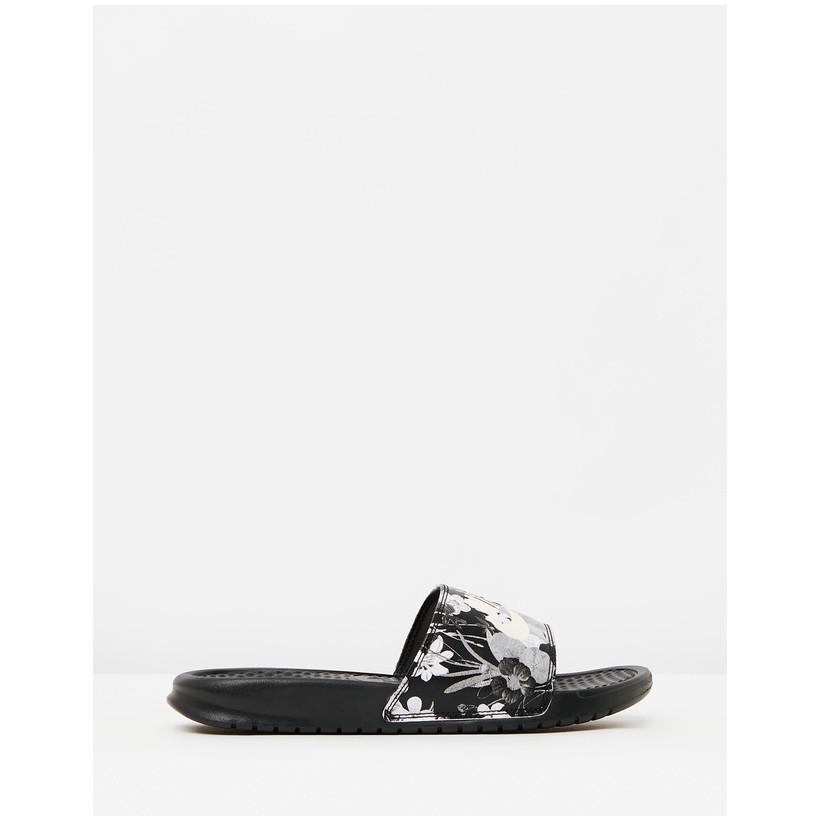 Benassi JDI Print - Women's Black & Summit White by Nike