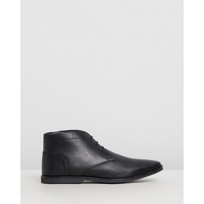 Bergin Leather Desert Boots Black by Staple Superior