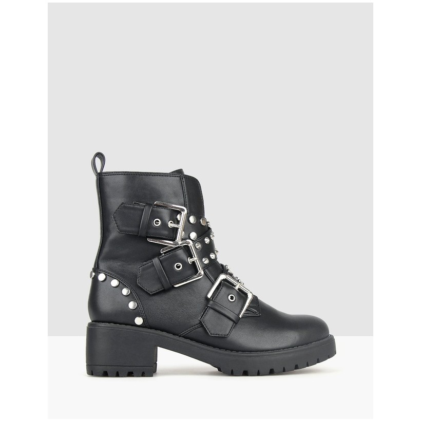 Berlin Embellished Combat Boots Black by Betts