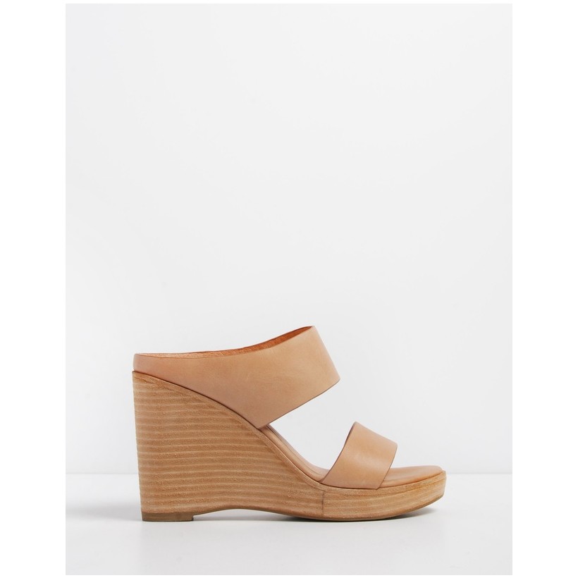 Bite Wedge Sandals Tan Leather by Jo Mercer