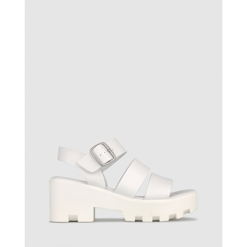 Bratty Platform Sandals White by Betts