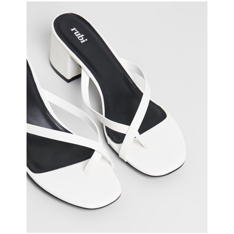 Briony Toe Post Heels Off White Smooth by Rubi