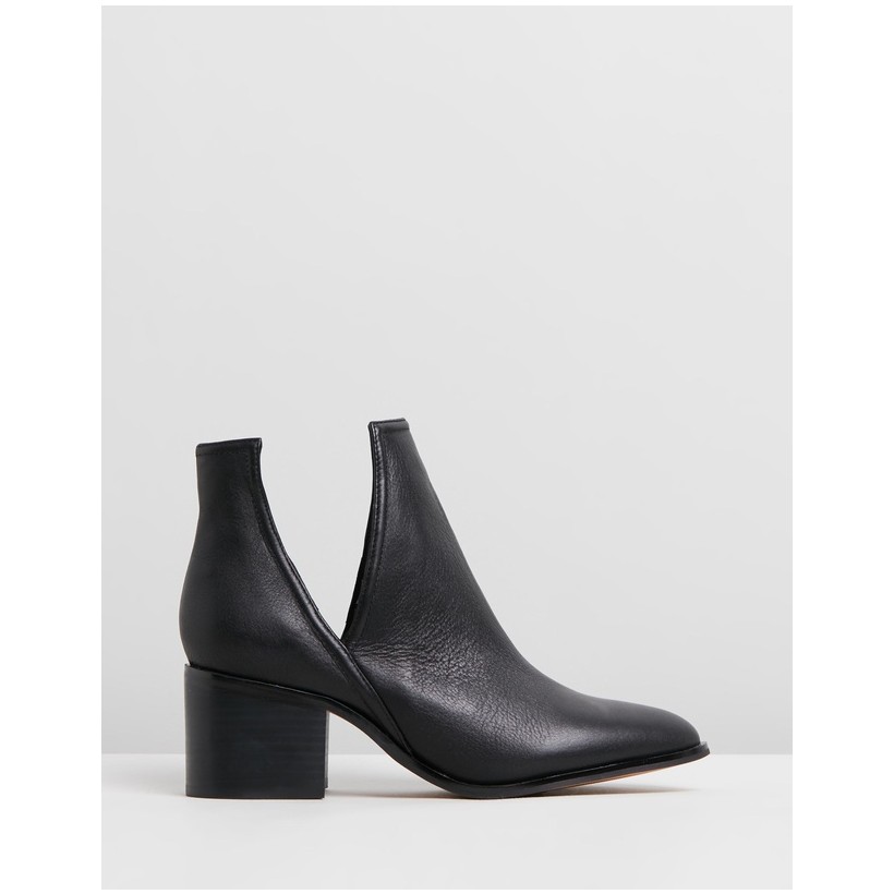 Britt Cut Out Ankle Boots Black Leather by Jo Mercer