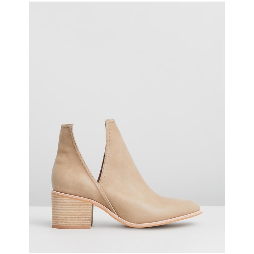 Britt Cut Out Ankle Boots Taupe Leather by Jo Mercer