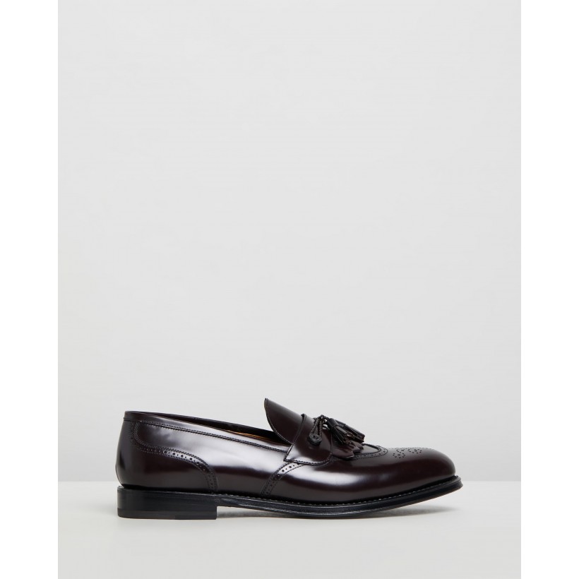 Brogue Detail Loafers Bordeaux Leather by Barrett