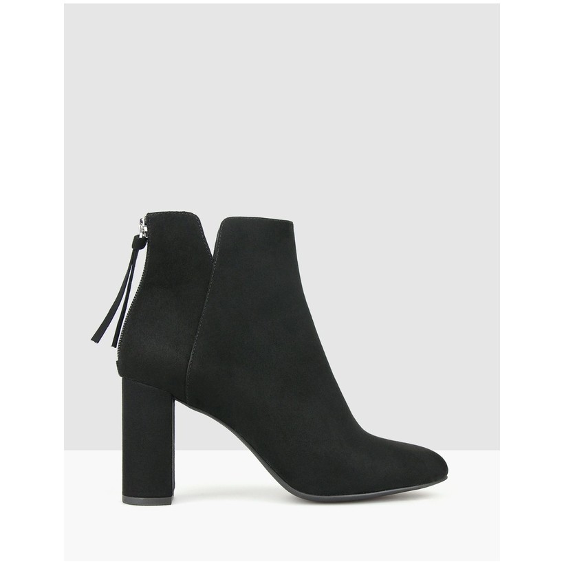 Bubble Faux Suede Heeled Boots Black by Betts