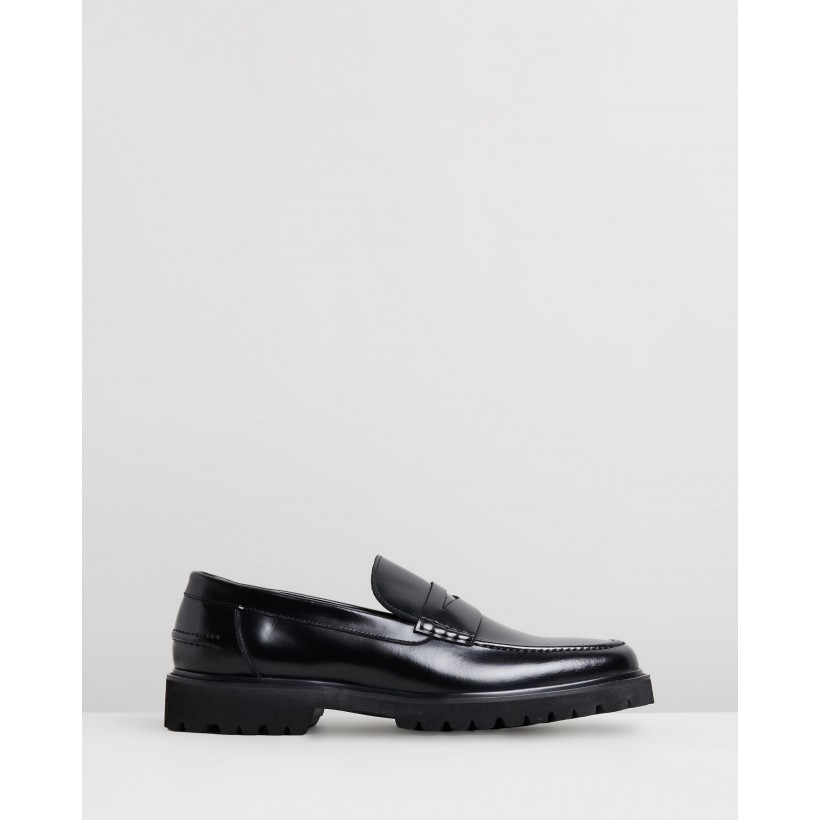 Busan Leather Loafers Black by Double Oak Mills