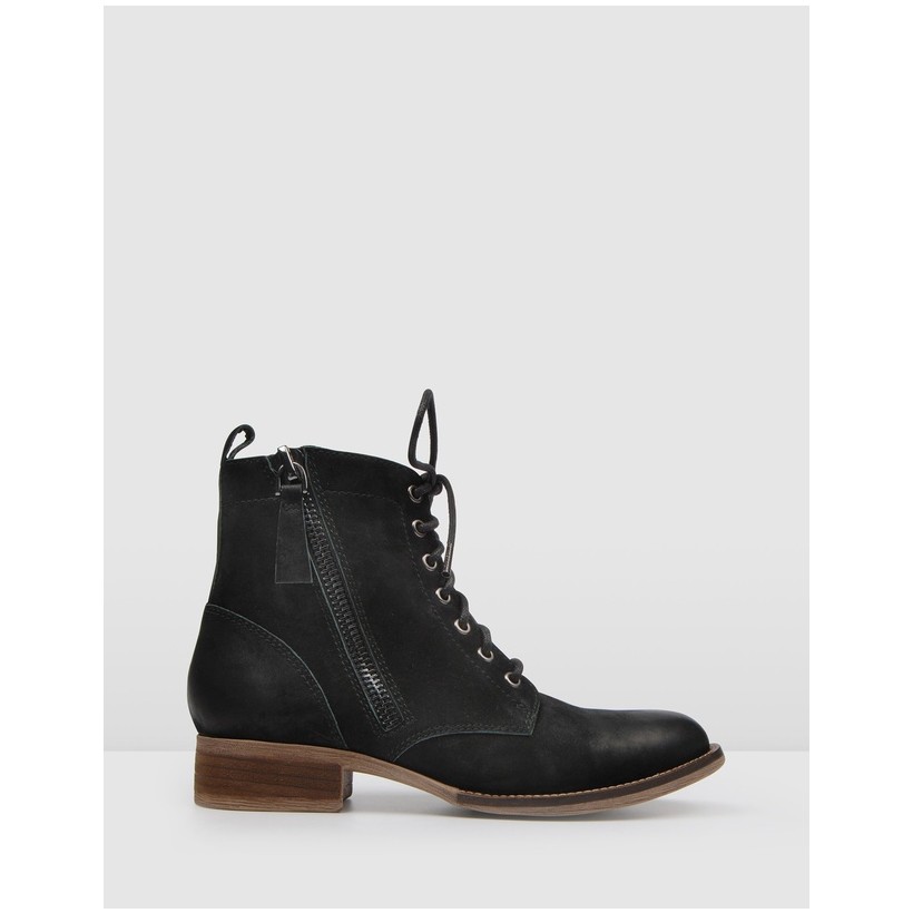 Camo Ankle boots Black Nubuck Leather by Jo Mercer
