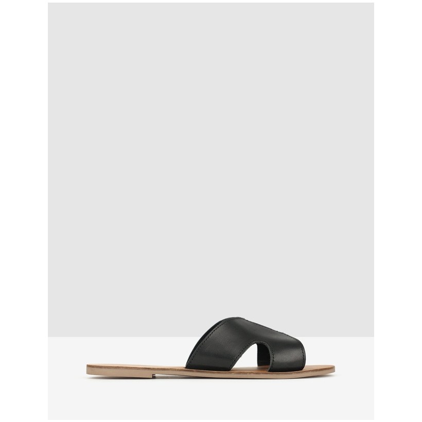 Caprice Cut Out Leather Sandals Black by Betts