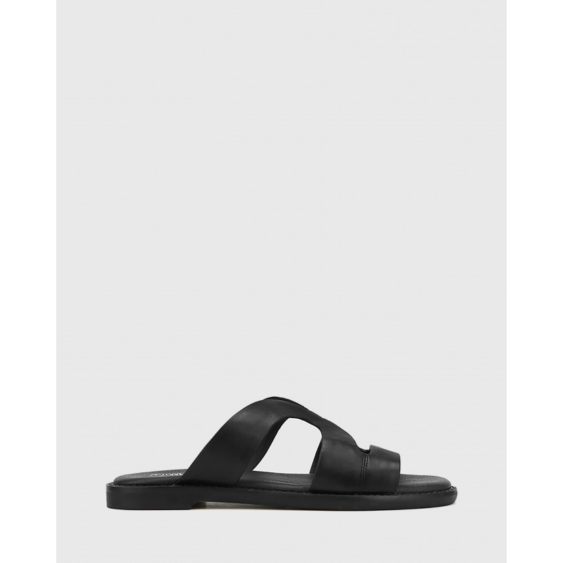 Casio Leather Cut Out Slides Black by Wittner