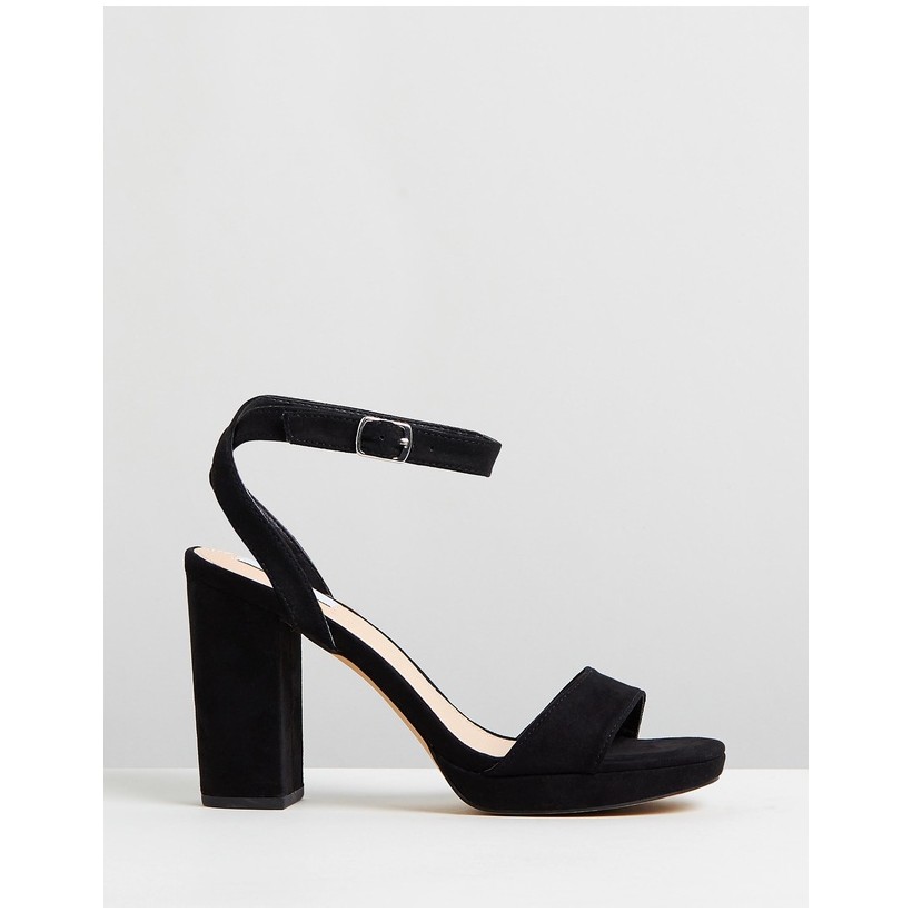 Catalina Heels Black Microsuede by Dazie