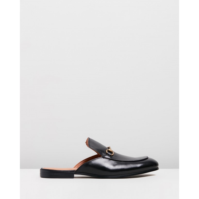 Chance Leather Backless Loafers Black by Double Oak Mills