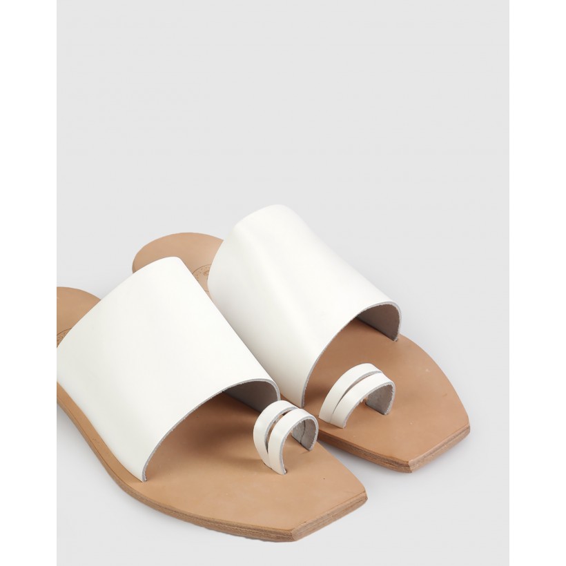 Charlotte Flat Sandals White by Beau Coops