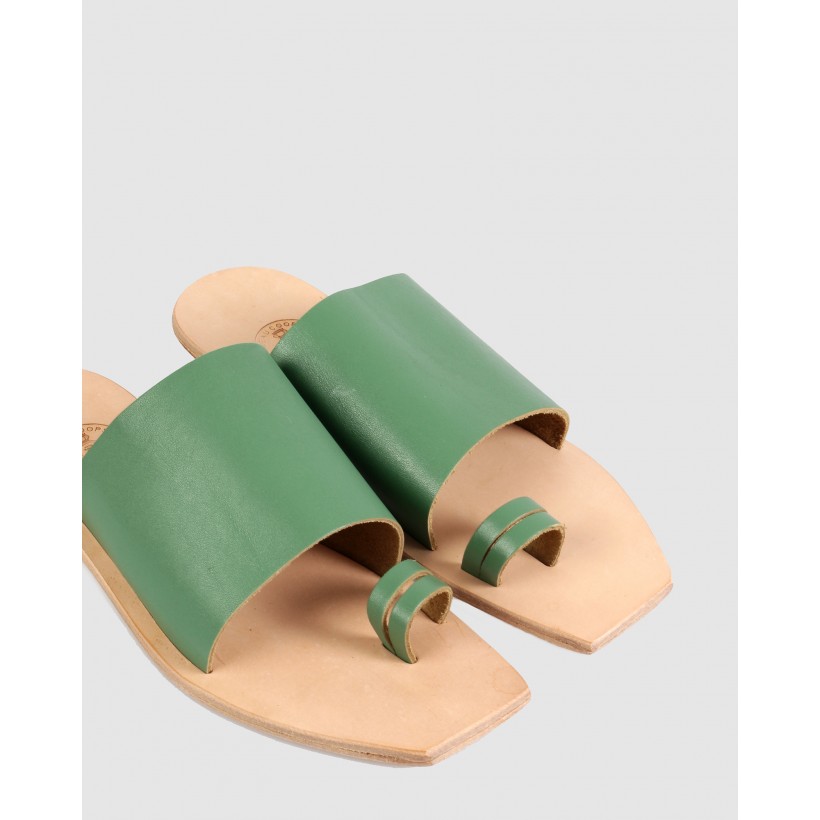 Charlotte Flat Sandals Green by Beau Coops