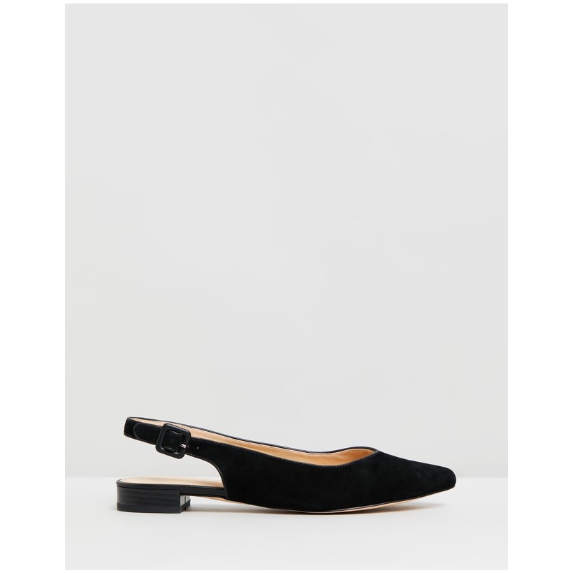 Charlotte Leather Flats Black Suede by Atmos&Here