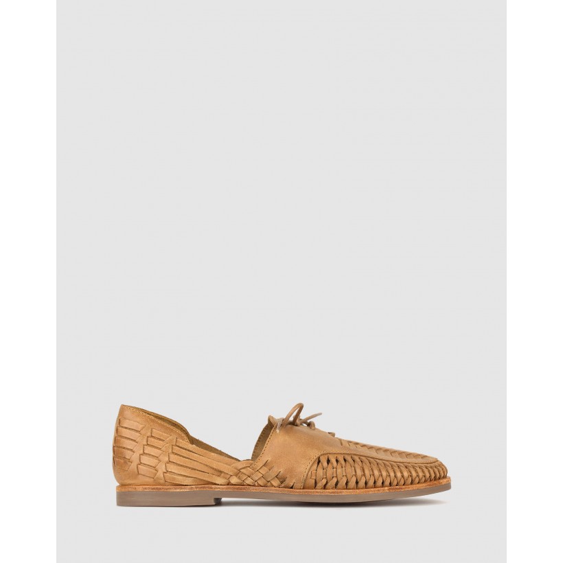 Charter Woven Leather Huaraches Tan by Betts
