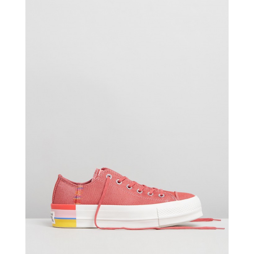 Chuck Taylor All Star Lift Rainbow - Women's Coastal Pink, Light Redwood & Vintage White by Converse