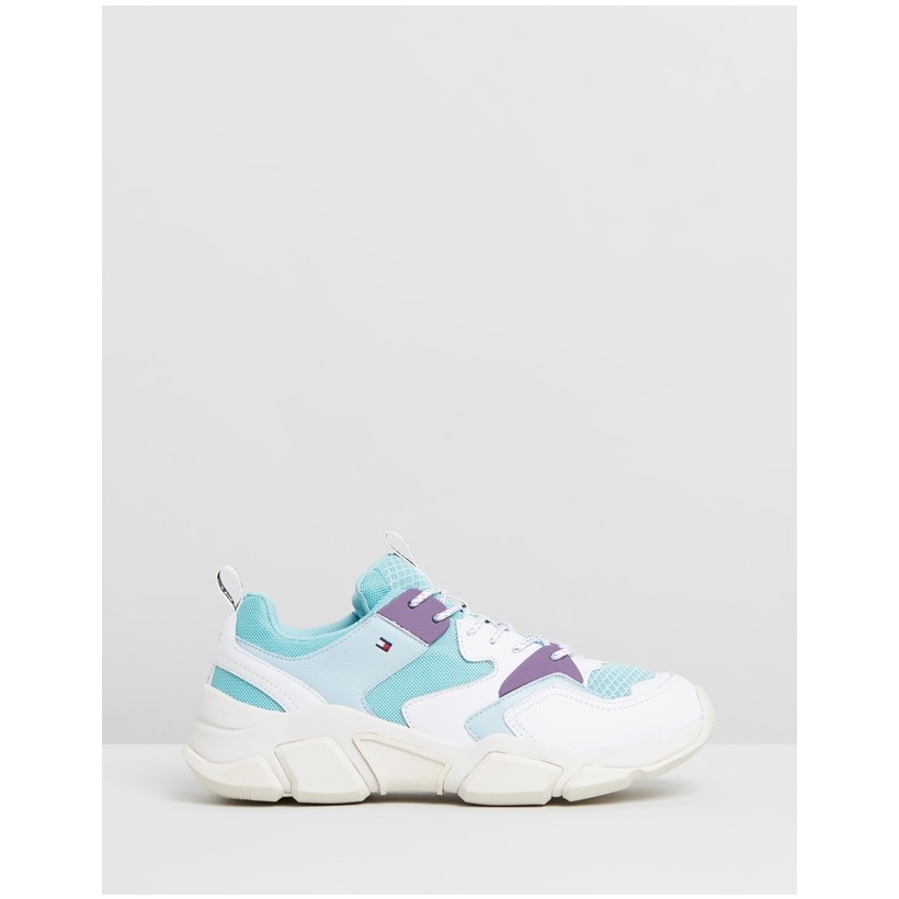 Chunky Mixed Trainers - Women's Aqua Haze by Tommy Hilfiger