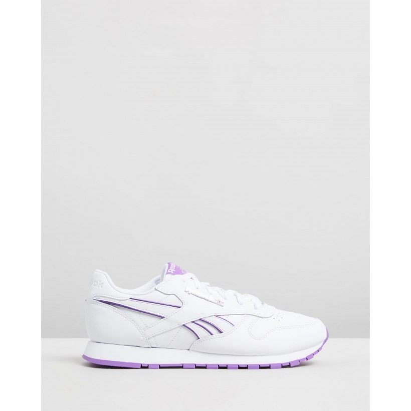 CL Leather - Women's White & Grape Punch by Reebok Classics