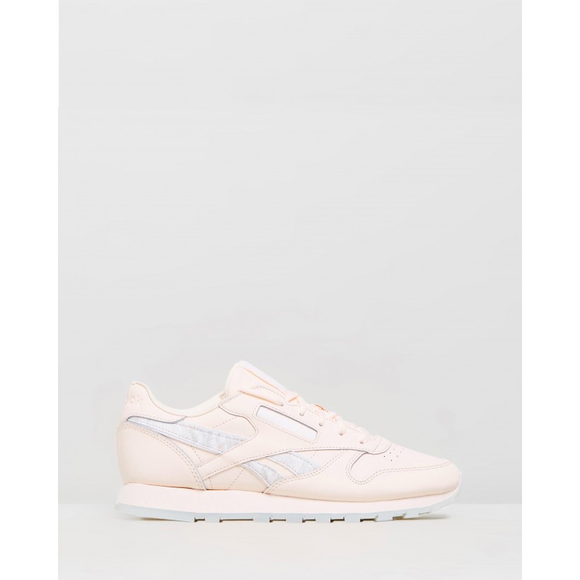 Classic Leather - Women's Pale Pink, White & Steel by Reebok