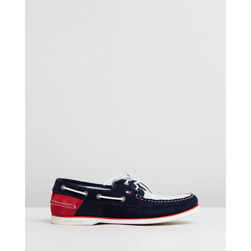 Classic Suede Boat Shoes Red, White & Blue by Tommy Hilfiger