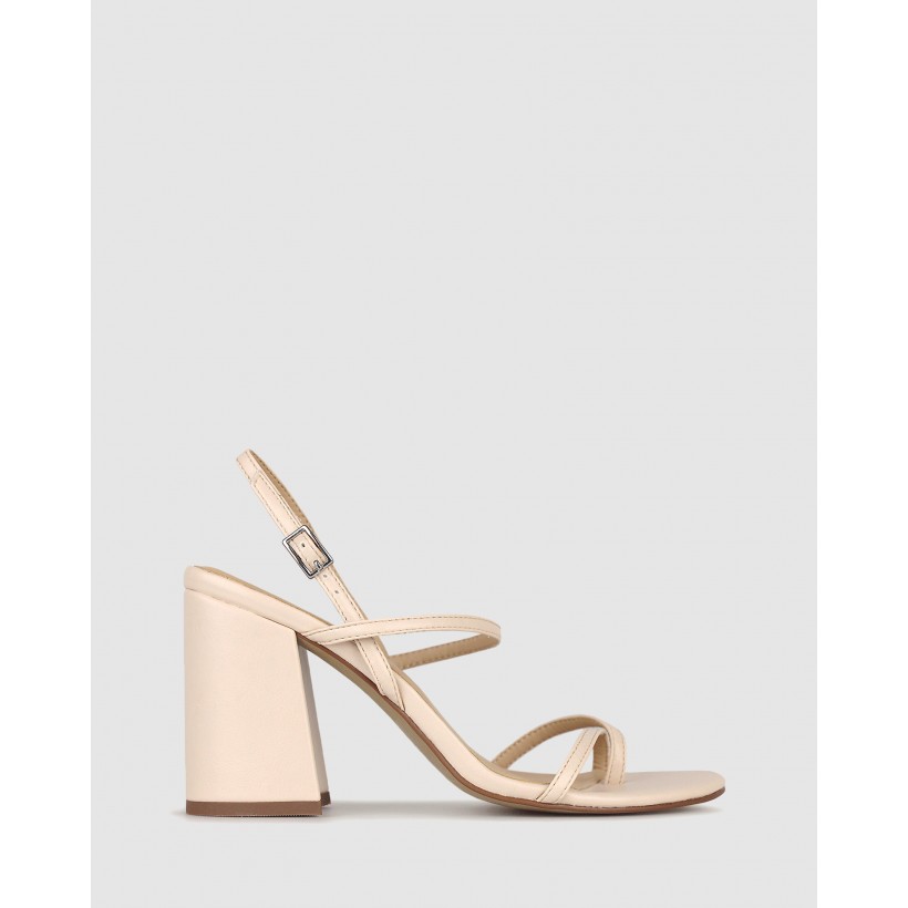 Claudia Strappy Flared Heel Sandals Nude by Betts