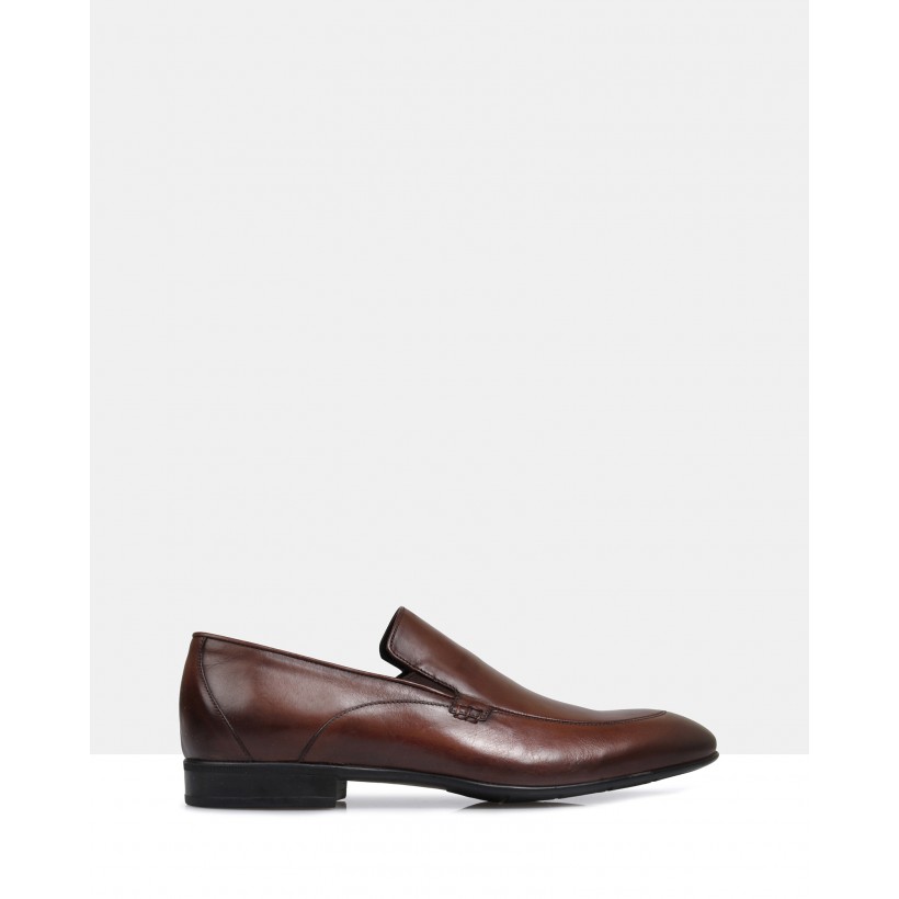 Clayton Leather Slip Ons Silver Brown by Brando